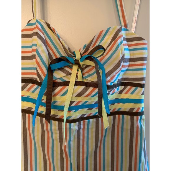 Betsey Johnson Multi Color Seersucker Halter Dress - Picture 2 of 6